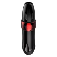 Xion Pen Rot Schwarz Aluminium Tattoomaschine Schwarzer und roter Xion Pen aus Aluminium auf weißem Hintergrund