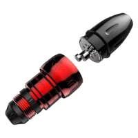 Xion Pen Rot Schwarz Tattoomaschine Schwarzer und roter Xion Pen aus Aluminium auf weißem Hintergrund