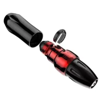 Xion Pen Rot Schwarz aus Aluminium Schwarz-roter Xion Pen aus Aluminium auf weißem Hintergrund