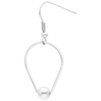 Silberne Teardrop-Ring Ohrringe mit Kugelanhänger auf weißem Hintergrund