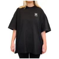 Schwarzes Oversized Mock Neck T-Shirt aus Baumwolle auf weißem Hintergrund