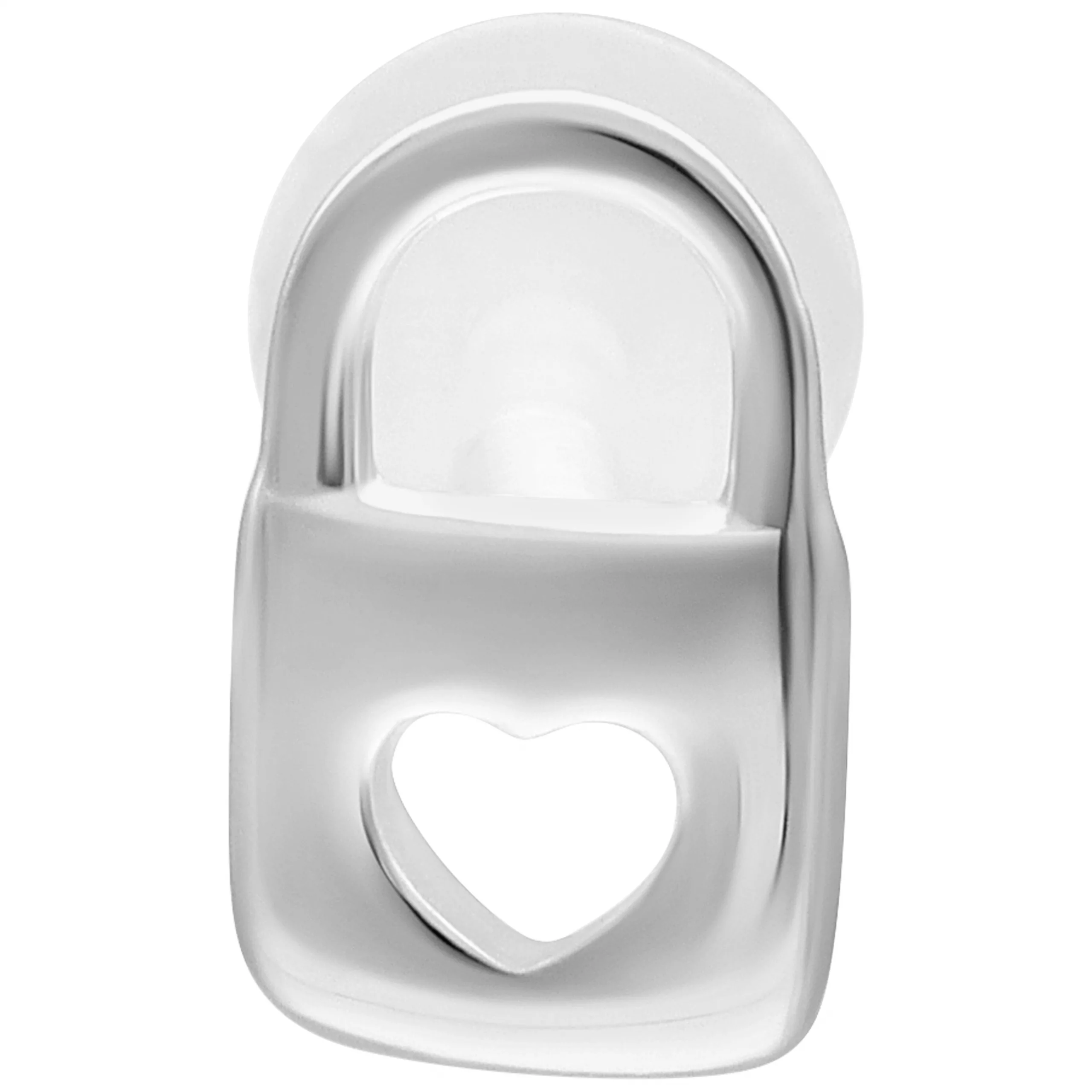 Silberfarbenes Push Fit Labret 5,0 mm Silberfarbenes Labret mit herzförmigem Design auf weißem Hintergrund