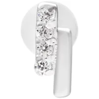 Silbernes Crystal Double Bar Labret 5,0 mm Silbernes Labret mit doppeltem Kristallbalken auf weißem Hintergrund