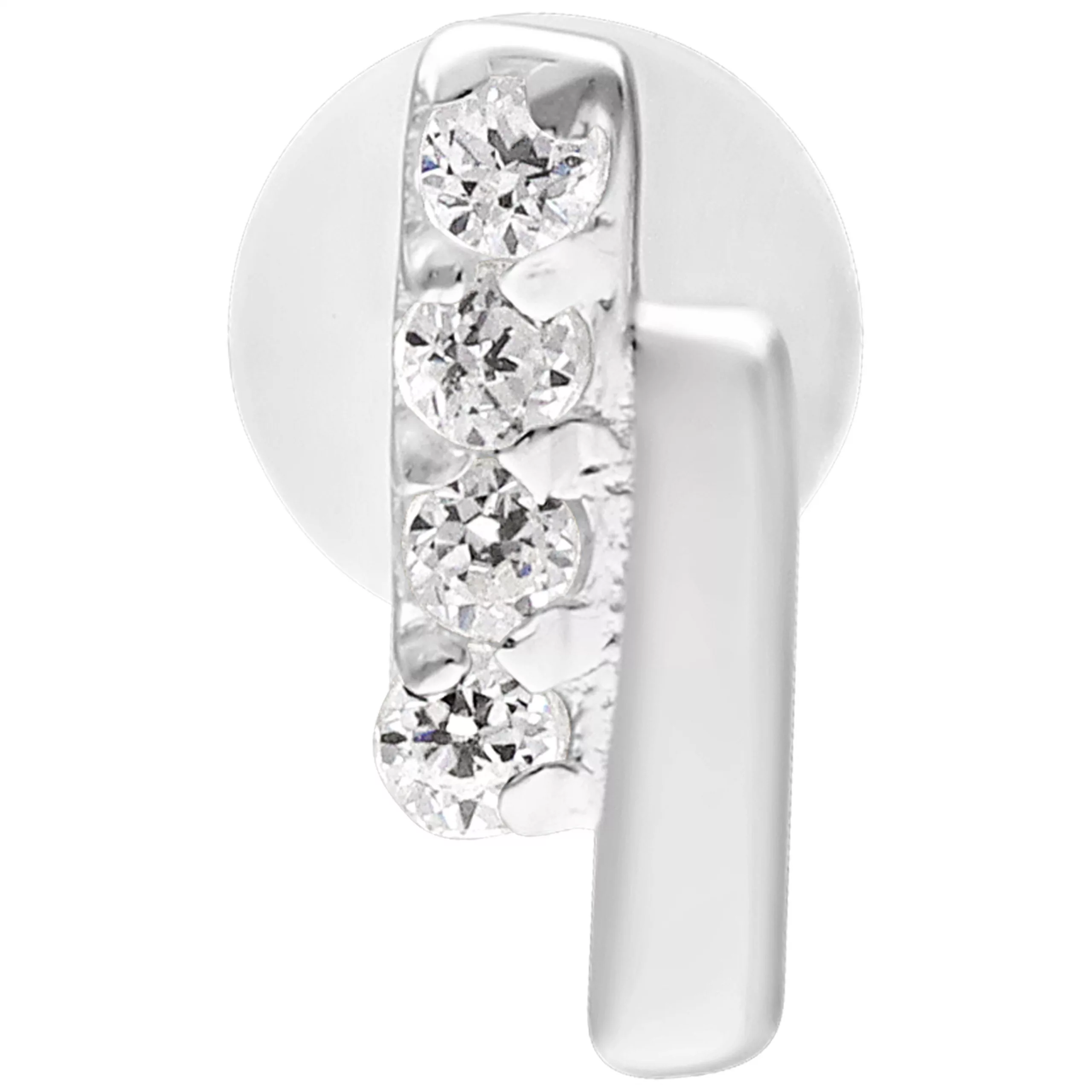 Silbernes Crystal Double Bar Labret 5,0 mm Silbernes Labret mit doppeltem Kristallbalken auf weißem Hintergrund