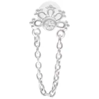 Silbernes Crystal Sunrise Labret 5,0 mm Silbernes Labret mit Kristall und Kettenanhänger auf weißem Hintergrund