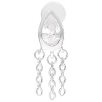 Silbernes Linda Push Fit Labret mit Ketten Silbernes Labret mit Tropfenform und Kettenanhänger auf weißem Hintergrund