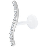 Silbernes Labret mit Kristallreihe 5,0 mm Silbernes Labret mit 5,0 mm Kristallreihe auf weißem Hintergrund