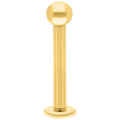 Goldenes Titan Labret mit Innengewinde auf weißem Hintergrund, 8mm Länge