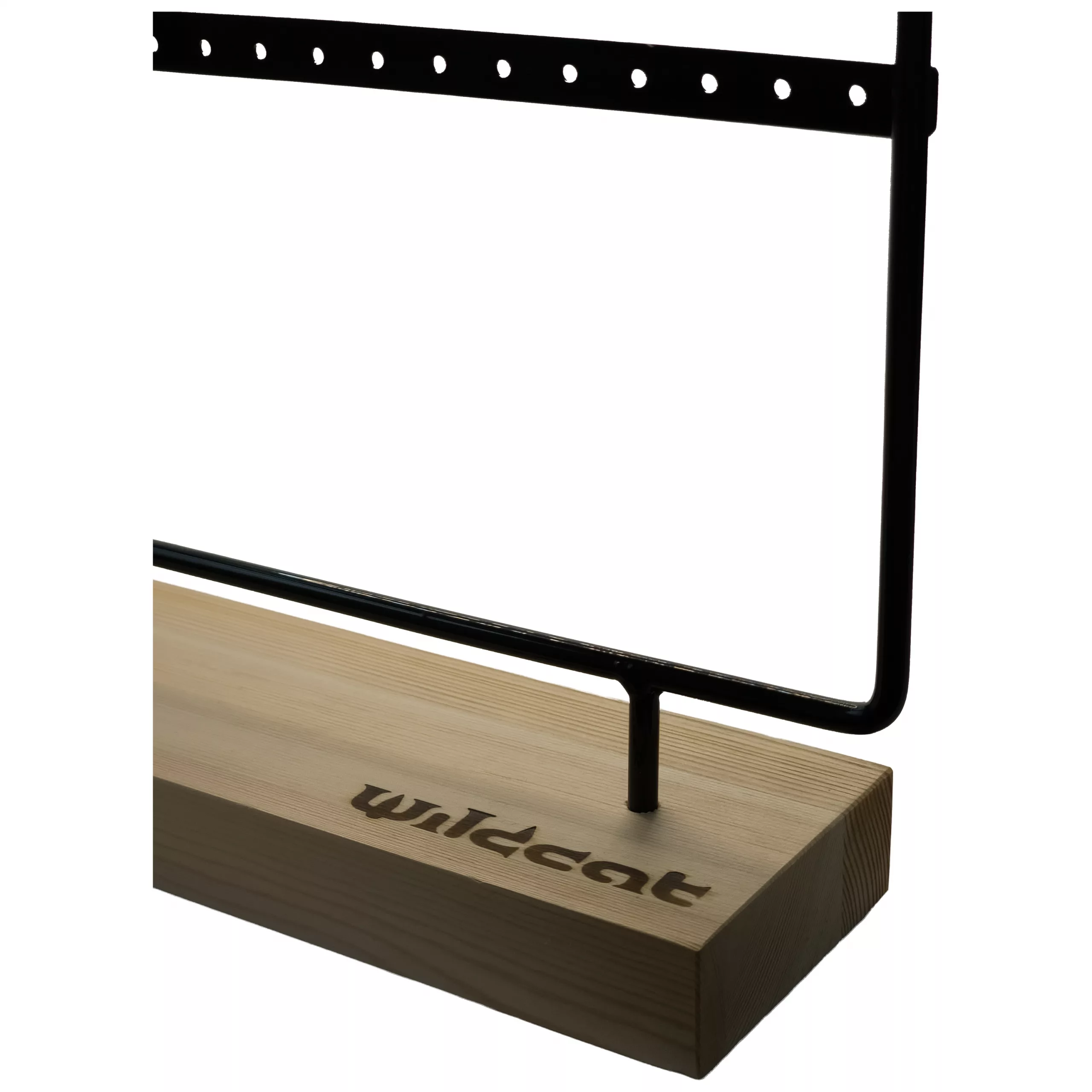 Schwarzer Display für Hoops von Wildcat Schwarzer Wildcat Hoop-Display aus Metall mit Holzsockel