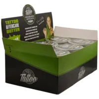 Believa Tattoo Butter Displaybox 35 ml Grüne und schwarze Displaybox mit Believa Tattoo Butter Dosen, 35 ml