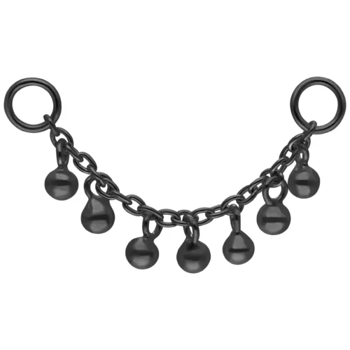Schwarze Verbindungskette mit kleinen Kugeln, Länge 20 mm, auf weißem Hintergrund