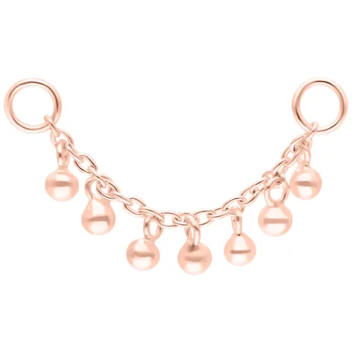Piercingkette aus Roségold mit kleinen Kugeln, Länge 20mm