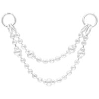 Silberne Doppel-Ballkettchen Piercingkette 20mm Silberne Piercingkette mit doppelten Ballketten, Länge 20mm, auf weißem Hintergrund