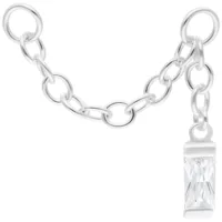 Silberne Piercingkette mit Baguette-Kristall, 20mm Silberfarbene Piercingkette mit hängendem Baguette-Kristall, 20mm Länge