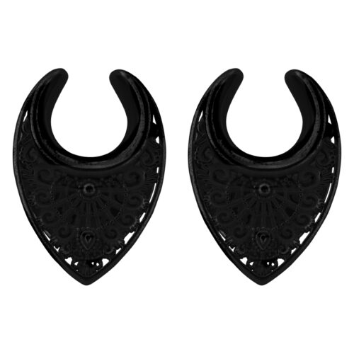 Schwarze Ear Saddles Oriental aus Metall, 8,0 mm, auf weißem Hintergrund