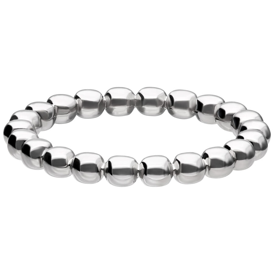 Silberner Bubble Ring aus glänzendem Chirurgenstahl auf weißem Hintergrund