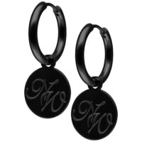 Nightwish Little Hoops in Schwarz-Gold Schwarze Ohrringe mit Nightwish-Logo auf weißem Hintergrund