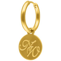 Nightwish Ohrringe Gold mit Logo-Anhänger Goldene Nightwish Ohrringe mit Logo-Anhänger auf weißem Hintergrund