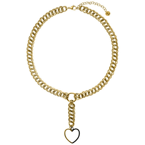 Goldener Choker mit Herzanhänger auf weißem Hintergrund