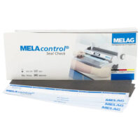 MELAcontrol Seal Check VE100 Sterilisationsstreifen MELAcontrol Seal Check VE100 Packung mit Streifen auf weißem Hintergrund