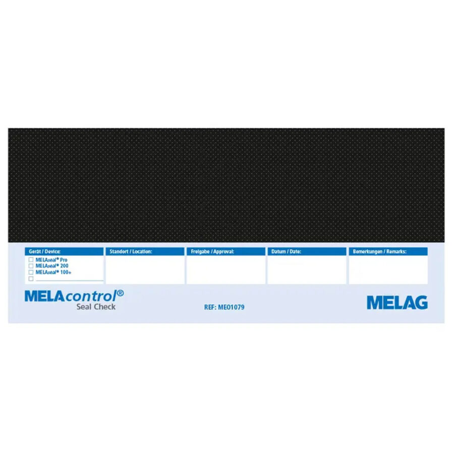 MELAcontrol Seal Check VE100 mit schwarzem und blauem Design auf weißem Hintergrund