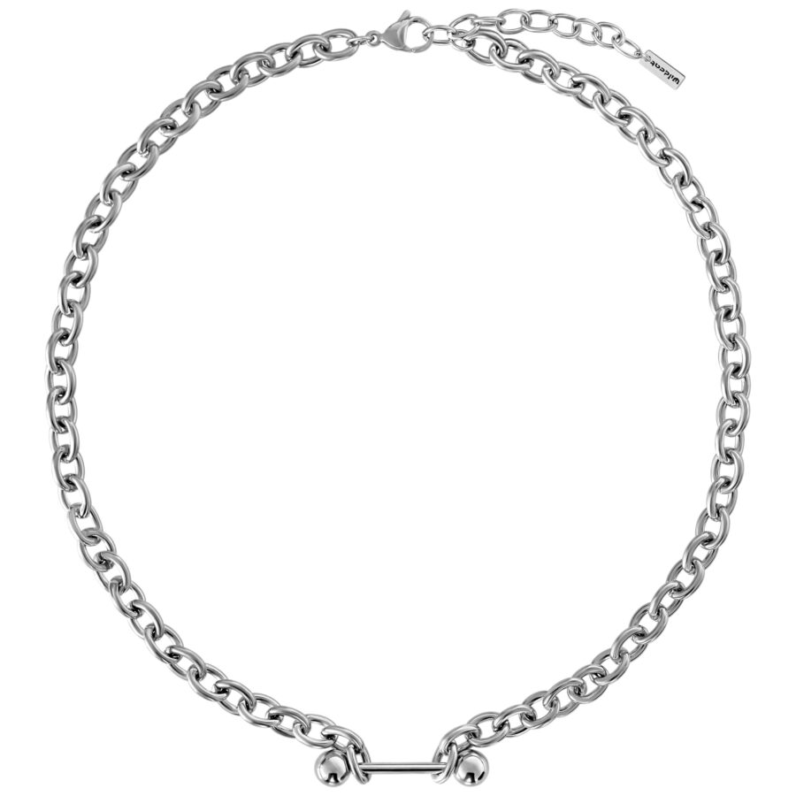 Silberne Barbell Kette aus Chirurgenstahl auf weißem Hintergrund