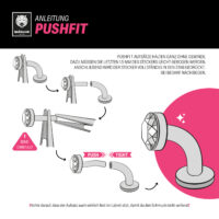 Illustration der Push Fit Anleitung für Labret mit Biegung und Stecker
