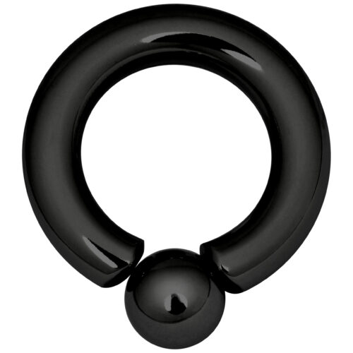 Schwarzer Piercing-Ring aus Titan mit 4 mm Stärke und 12 mm Innendurchmesser auf weißem Hintergrund