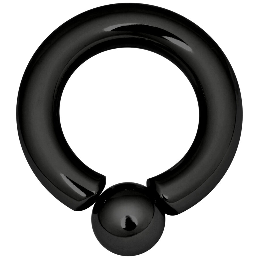Schwarzer Piercing-Ring aus Titan mit 4 mm Stärke und 12 mm Innendurchmesser auf weißem Hintergrund