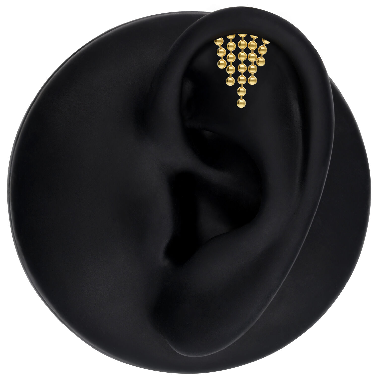Wildcat® Helix Aufsatz aus 18K Gold Goldener Helix Aufsatz für das Ohr mit klaren Kristallen auf schwarzem Hintergrund