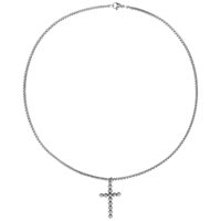 Bubble Cross Halskette aus Chirurgenstahl Silberne Bubble Cross Halskette aus Chirurgenstahl auf weißem Hintergrund