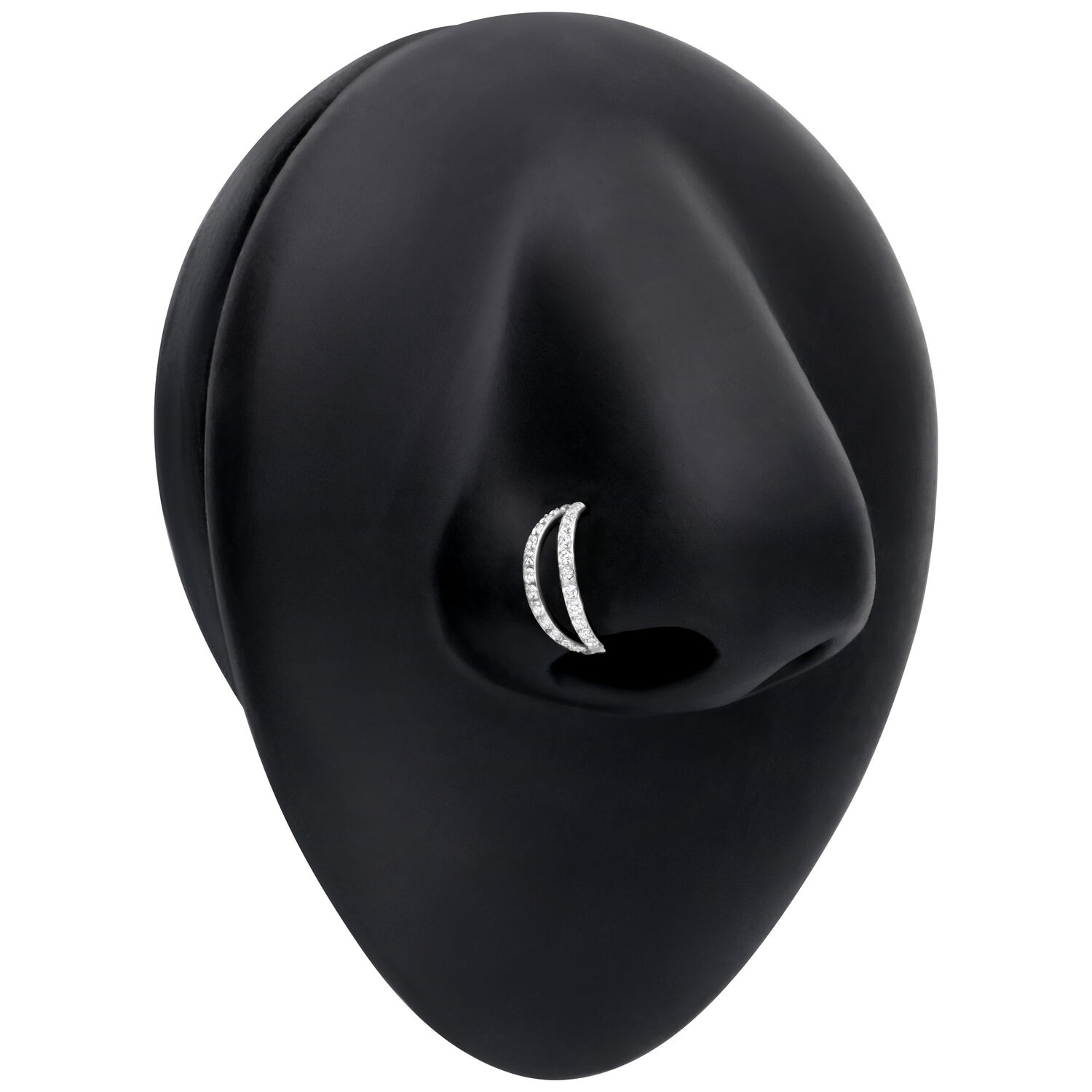 Doppelreihiger Kristall Clicker in Silber Doppelreihiger Kristall Clicker in Silber an schwarzem Modelkopf