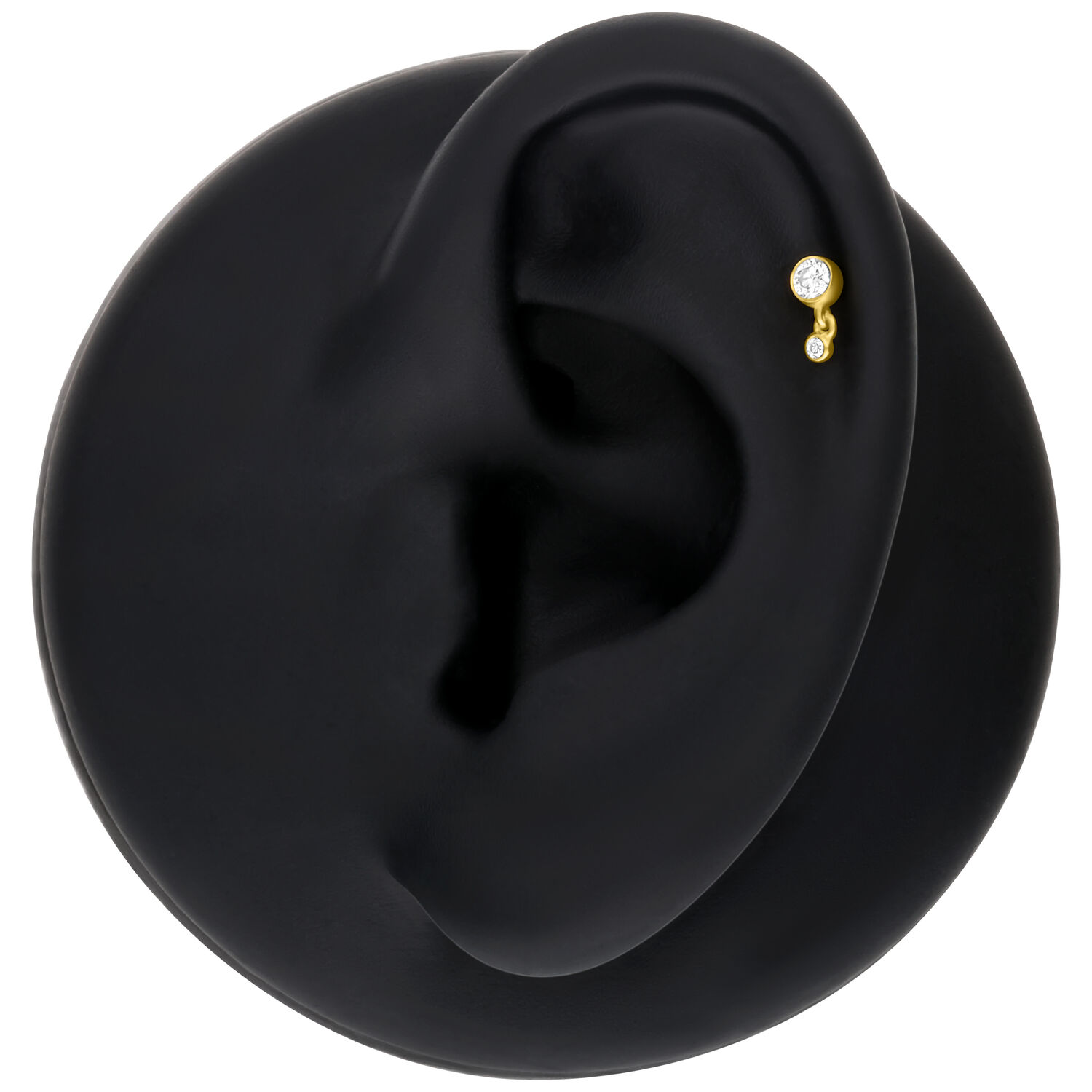 14K Gold Aufsatz mit Doppel-Kristallen Goldener Aufsatz mit zwei Kristallen, perfekt für Ohr- und Lippenpiercings