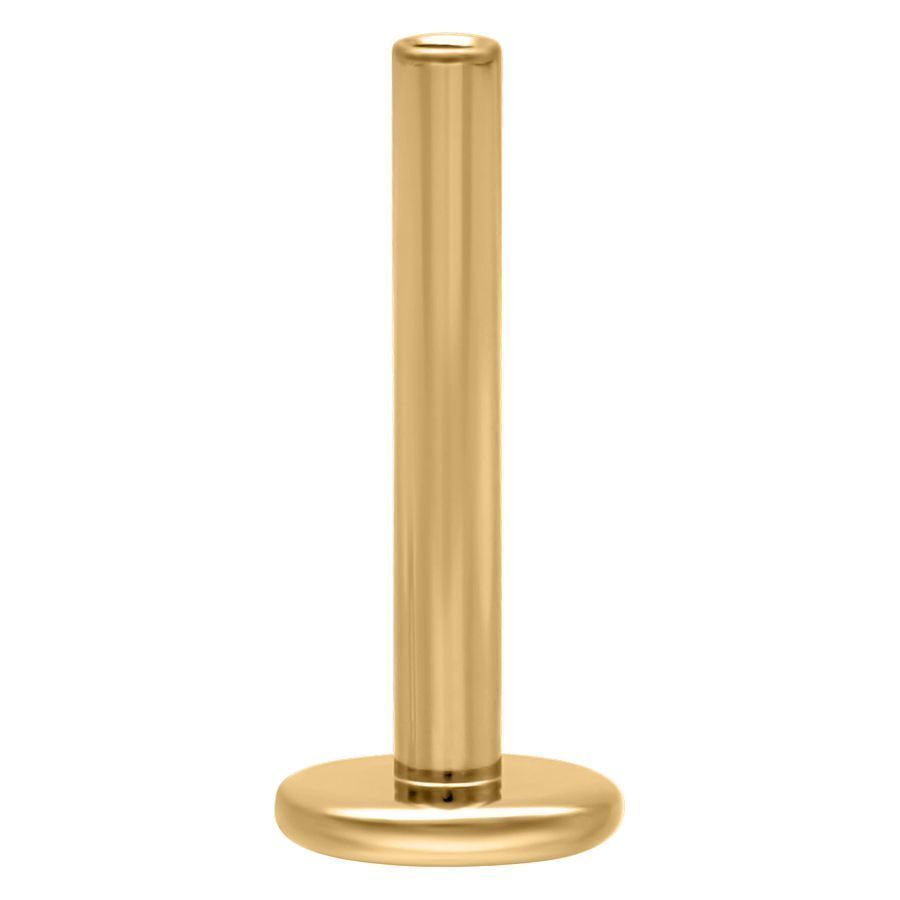Goldener Titan Push Fit Labret 1.0 mm Goldener Labret aus Titan mit Push Fit, 1.0 mm Stärke, 5.0 mm Länge, auf weißem Hintergrund