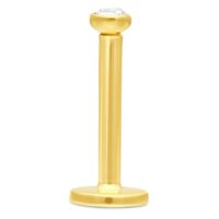 18K Gold Labret mit Kristall Goldenes 18K Labret mit klarem Kristall auf weißem Hintergrund