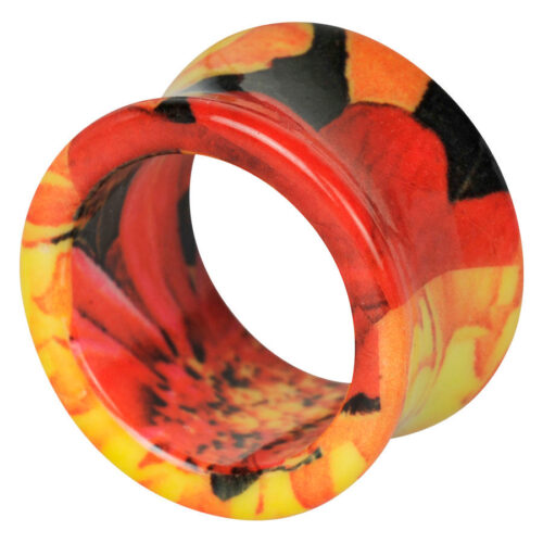 Farbenfroher Acryl Tunnel mit Sonnenblumenmuster auf weißem Hintergrund