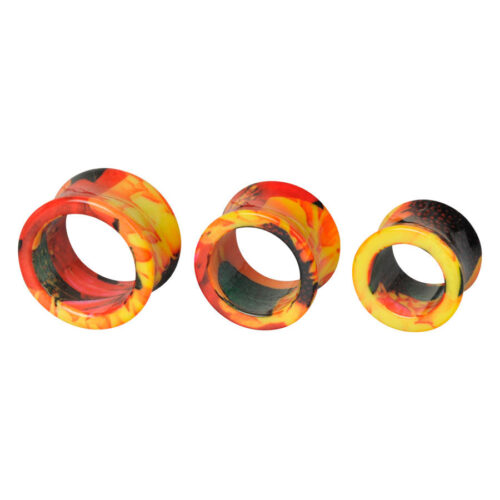 Drei bunte Sunflower Tunnel aus Acryl auf weißem Hintergrund