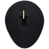 Goldener Bauchnabel Clicker mit Moissanit Kristallen auf schwarzem Hintergrund