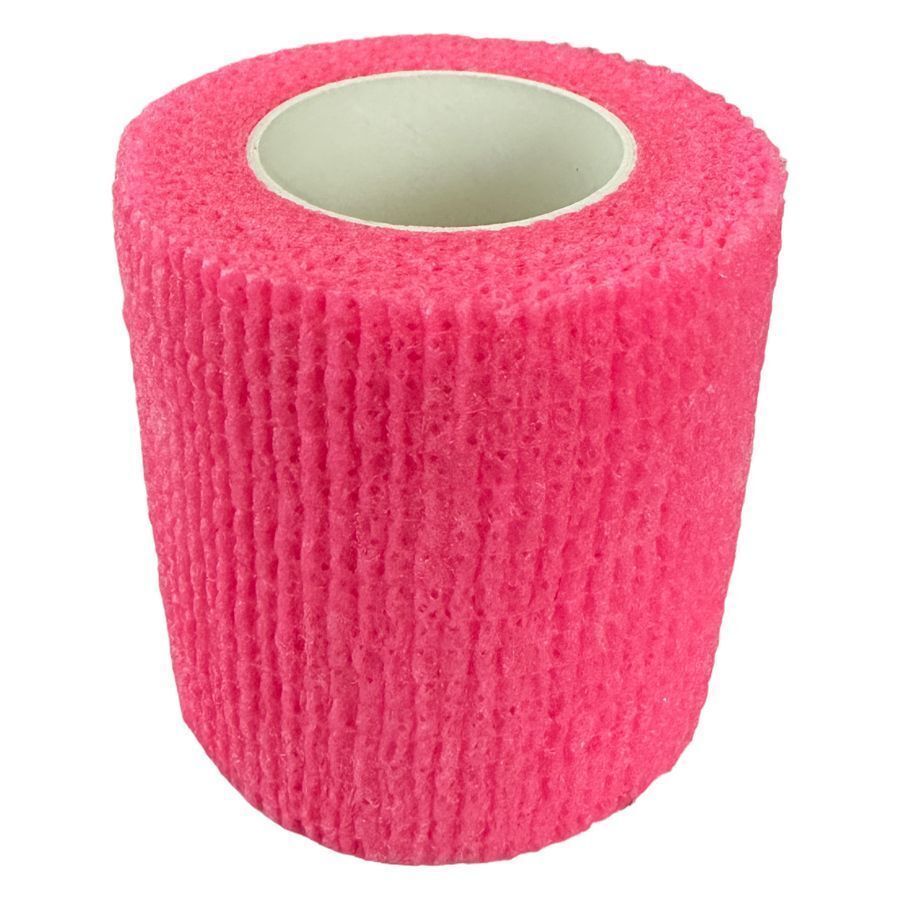Pinkfarbene, nicht gewebte Grip Bandage auf weißem Hintergrund
