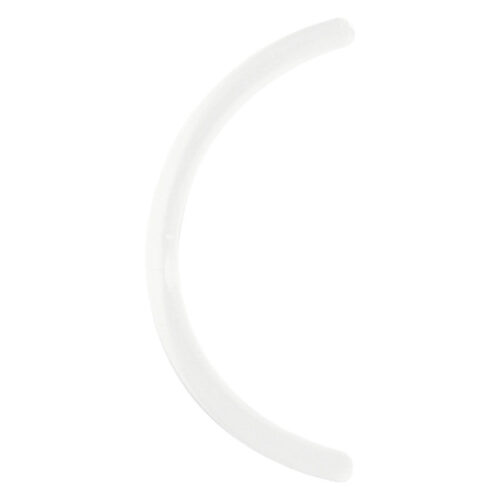 Gebogener weißer Bioplast Piercingstab, 30 mm lang, auf weißem Hintergrund