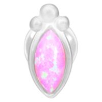 Silber Labret mit rosa Opal Push-Fit Silbernes Labret mit rosa synthetischem Opal auf weißem Hintergrund
