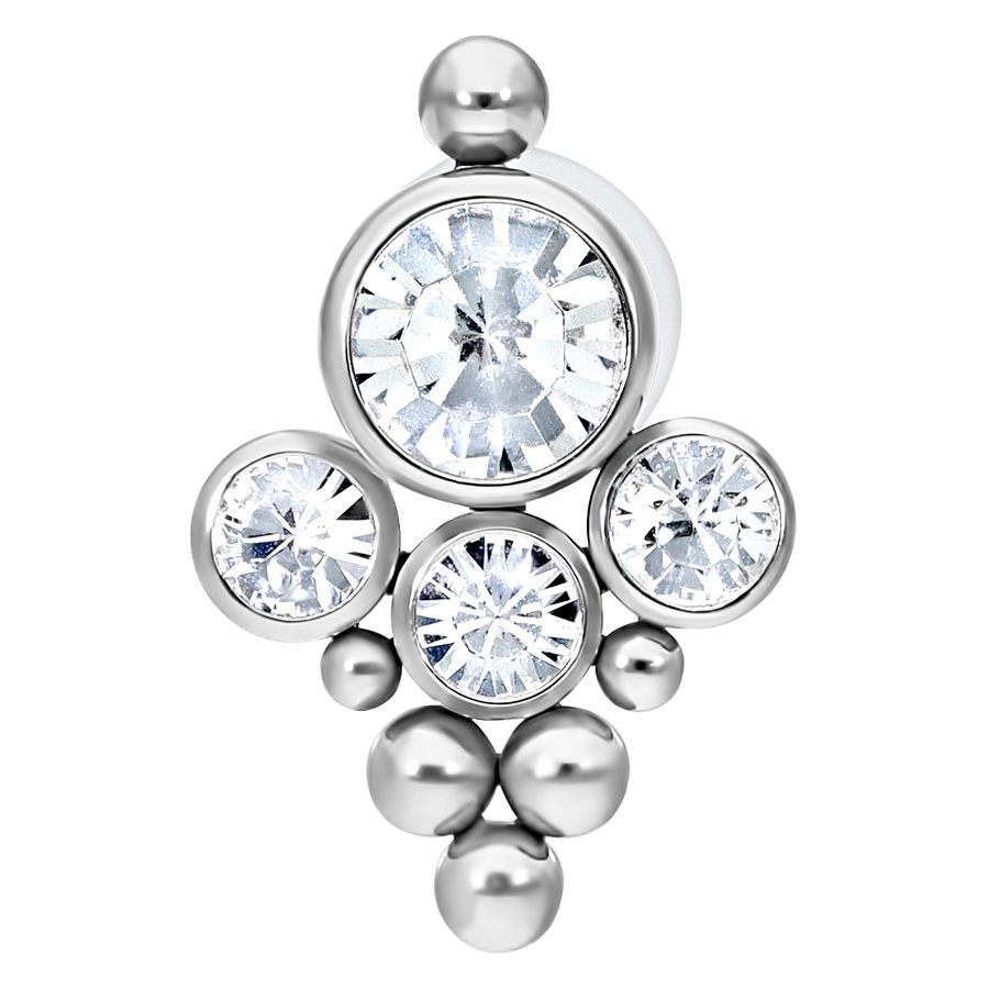 Bindi Push-fit Labret mit Kristallen Silbernes Push-fit Labret mit klaren Kristallen auf weißem Hintergrund