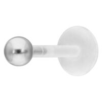 Silbernes Ball Push-Fit Labret Piercing Silbernes Ball Push-Fit Labret aus Chirurgenstahl auf weißem Hintergrund