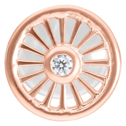 Roségoldenes Labret mit Push-Fit System und funkelndem Stein auf weißem Hintergrund