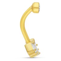 18K Gold Microbananabell mit Kristall Goldenes Microbananabell aus 18K mit klarem Kristall auf weißem Hintergrund