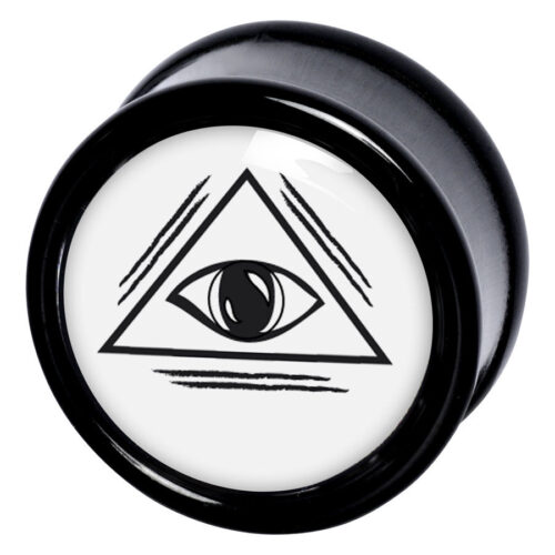 Schwarzer PMMA Plug mit weißem Eye-Design in der Mitte