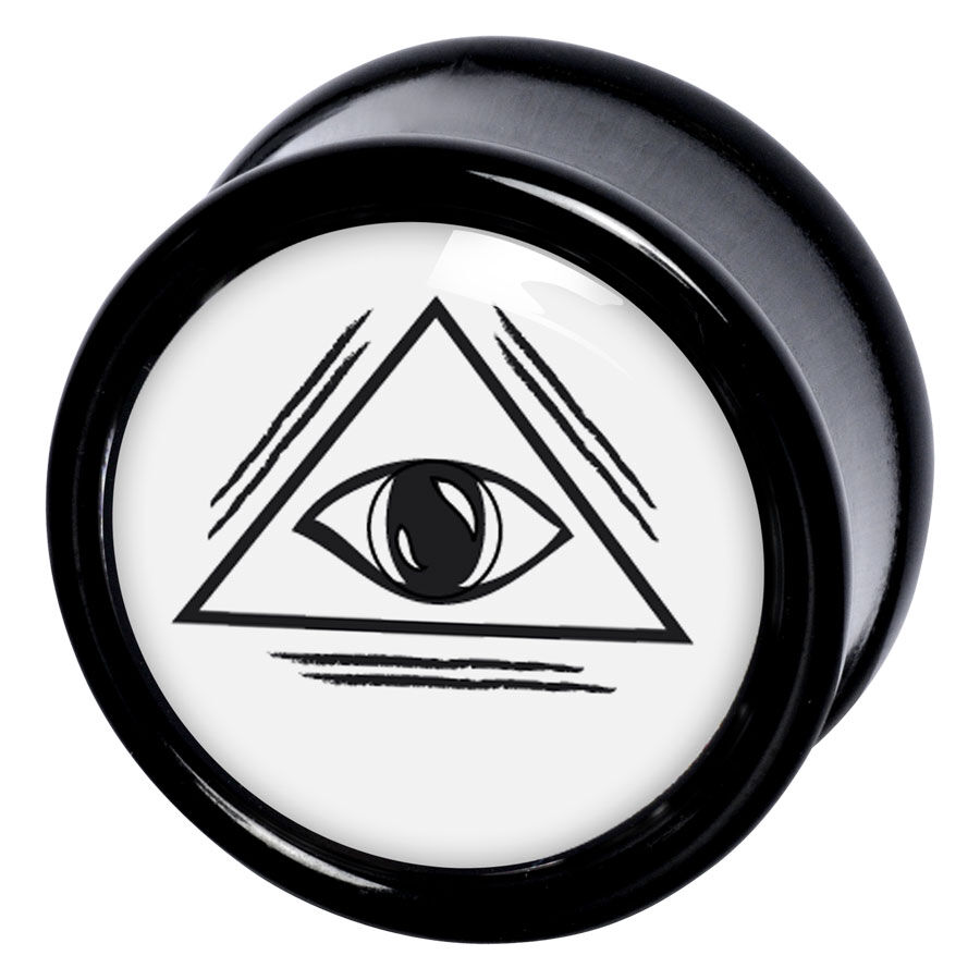 Wildcat Eye Plug in Schwarz-Weiß Schwarzer PMMA Plug mit weißem Eye-Design in der Mitte