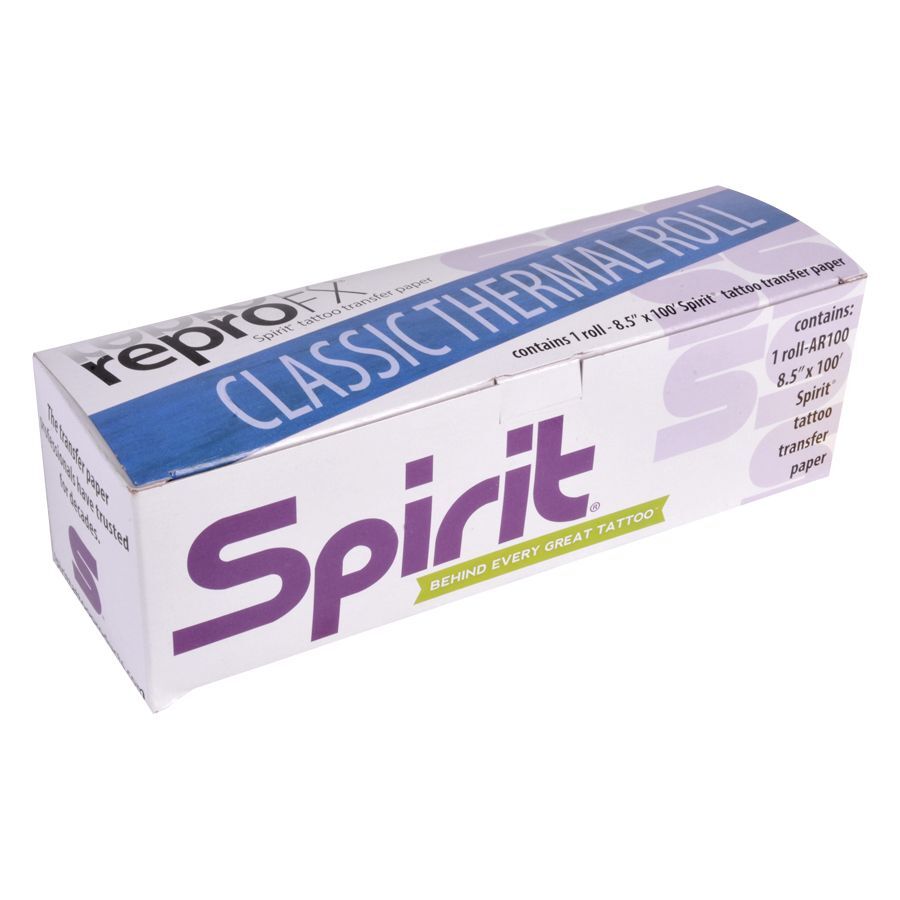 Repro FX Spirit Thermodrucker Papier violett Schachtel violettes Repro FX Spirit Hektograph Papier vor weißem Hintergrund