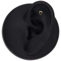 14K Gold Moissanit Bogen Piercingaufsatz Goldener Moissanit Bogen Piercingaufsatz am schwarzen Ohrmodell