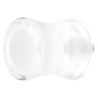 Klarer Acryl Double Flared Tunnel Klarer Acryl Tunnel mit beidseitiger Wölbung auf weißem Hintergrund